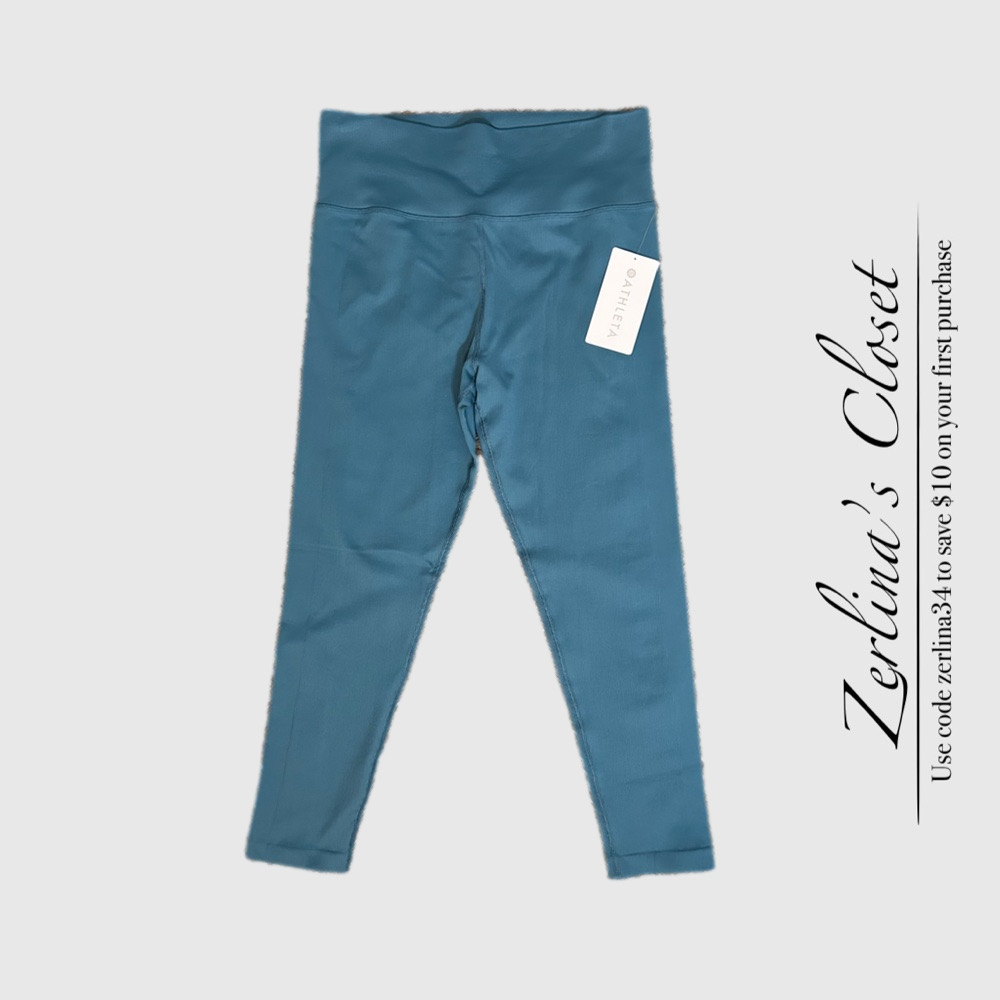 Athleta Aurora Ribbed Seamless Leggings Teal XL - Picture 9 of 9